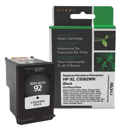 Clover Technologies Group, LLC Remanufactured Black Ink Cartridge (Alternative for HP C9362WN 92) (175 Yield)