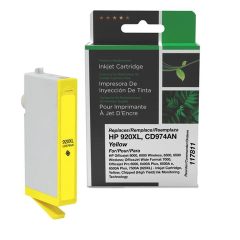 Clover Technologies Group, LLC Remanufactured High Yield Yellow Ink Cartridge (Alternative for HP CD974AN 920XL) (700 Yield)