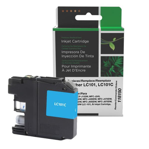 Clover Technologies Group, LLC Non-OEM New Build Cyan Ink Cartridge (Alternative for Brother LC101C) (300 Yield)