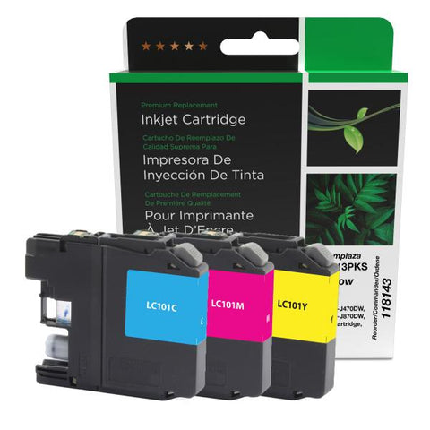 Clover Technologies Group, LLC New Cyan, Magenta, Yellow Ink Cartridges for Brother LC-101 3-Pack