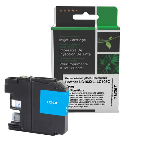 Clover Technologies Group, LLC Remanufactured High Yield Cyan Ink Cartridge (Alternative for Brother LC103C) (600 Yield)