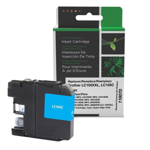Clover Technologies Group, LLC Remanufactured Super High Yield Cyan Ink Cartridge (Alternative for Brother LC105C) (1200 Yield)