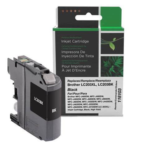 Clover Technologies Group, LLC Remanufactured High Yield Black Ink Cartridge (Alternative for Brother LC203BK) (550 Yield)