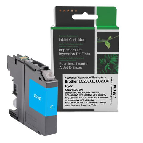 Clover Technologies Group, LLC Remanufactured High Yield Cyan Ink Cartridge (Alternative for Brother LC203C) (550 Yield)