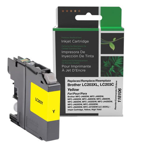 Clover Technologies Group, LLC Remanufactured High Yield Yellow Ink Cartridge (Alternative for Brother LC203Y) (550 Yield)