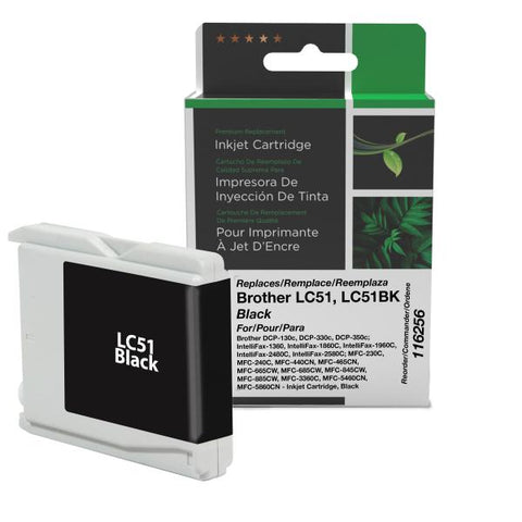 Clover Technologies Group, LLC Remanufactured Black Ink Cartridge (Alternative for Brother LC51BK) (500 Yield)