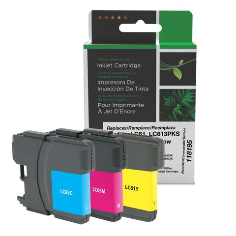 Clover Technologies Group, LLC Cyan, Magenta, Yellow Ink Cartridges for Brother LC61, 3-Pack