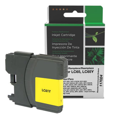 Clover Technologies Group, LLC Remanufactured High Yield Yellow Ink Cartridge (Alternative for Brother LC61Y LC65Y) (750 Yield)