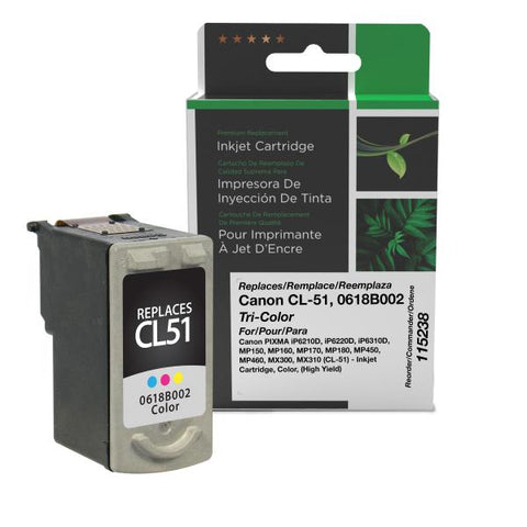 Clover Technologies Group, LLC Remanufactured High Yield Color Ink Cartridge (Alternative for Canon 0618B002 CL-51) (545 Yield)