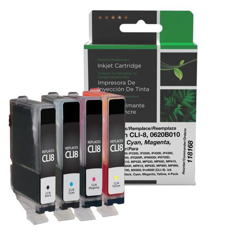 Clover Technologies Group, LLC Black, Cyan, Magenta, Yellow Ink Cartridges for Canon CLI-8 4-Pack