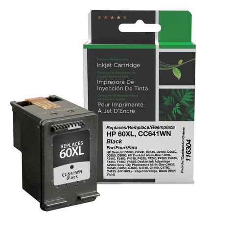 Clover Technologies Group, LLC Remanufactured High Yield Black Ink Cartridge (Alternative for HP CC641WN 60XL) (600 Yield)